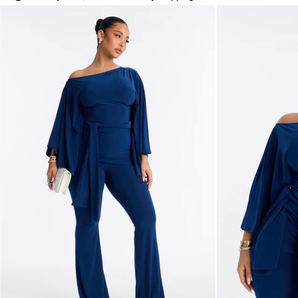 Fashion Nova Pants - Fashion Nova Navy Off-Shoulder 2 piece set